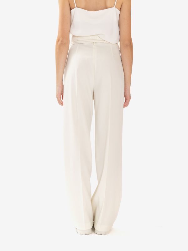 ERIKA CAVALLINI Pantalone cady vita alta palazzo Panna