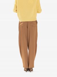 ERIKA CAVALLINI Pantalone vita alta satin Marrone