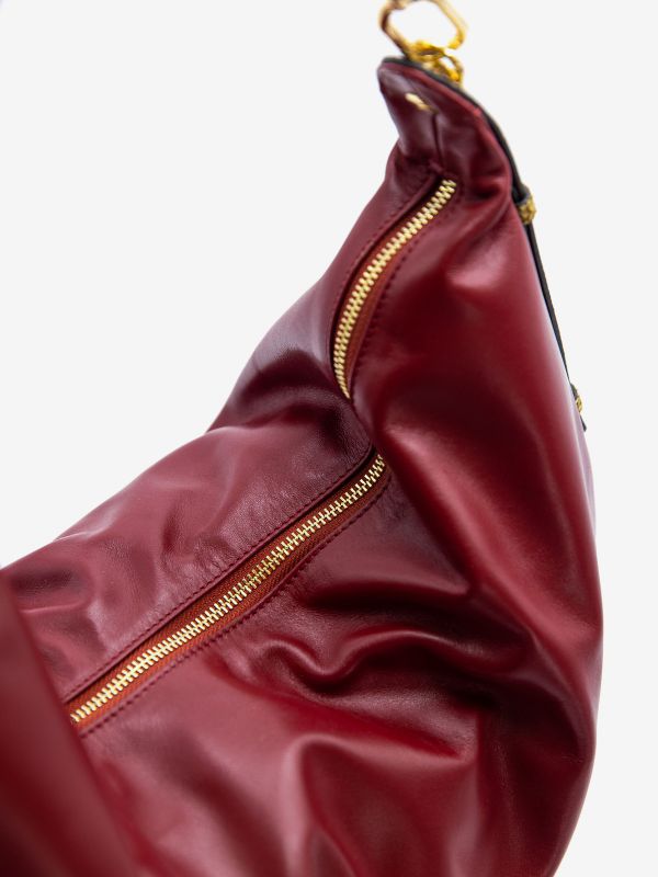 BORBONESE Borsa mezzaluna pelle borgogna + tapiro 