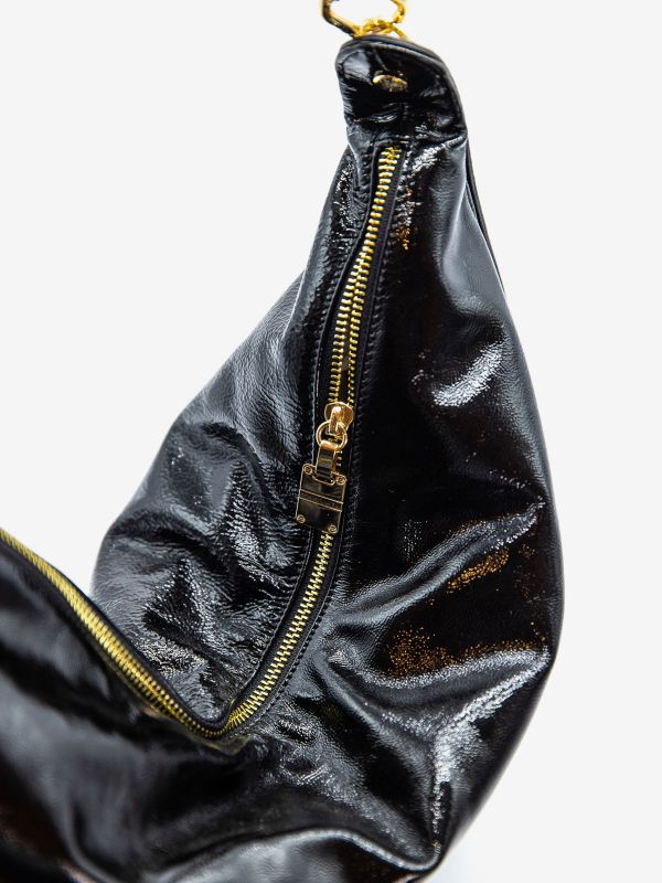 BORBONESE Borsa mezzaluna large naplak + tapiro Nero