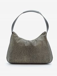 BORBONESE Borsa hobo media tessuto classico 