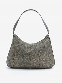 BORBONESE Borsa hobo media tessuto classico 