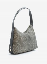 BORBONESE Borsa hobo media tessuto classico 
