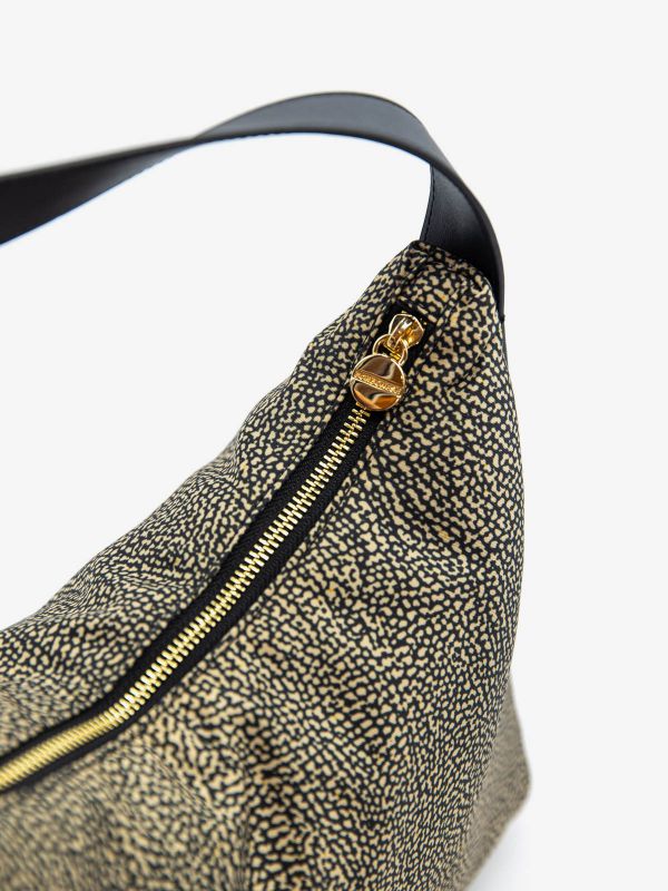 BORBONESE Borsa hobo media tessuto classico 