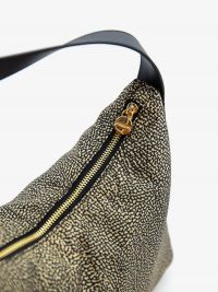 BORBONESE Borsa hobo media tessuto classico 