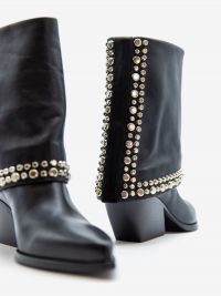 ELENA IACHI Camperos pelle con borchie gambale alto Nero