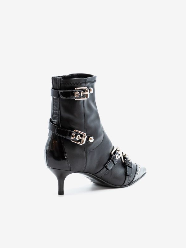 LELLA BALDI Stivaletto tc 5 cm pelle con fibbie Nero LELLA BALDI Stivaletto tc 5 cm pelle con fibbie Nero