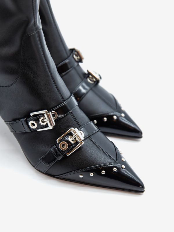 LELLA BALDI Stivaletto tc 5 cm pelle con fibbie Nero LELLA BALDI Stivaletto tc 5 cm pelle con fibbie Nero