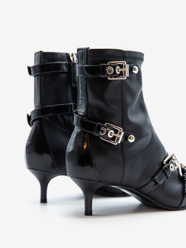 LELLA BALDI Stivaletto tc 5 cm pelle con fibbie Nero LELLA BALDI Stivaletto tc 5 cm pelle con fibbie Nero