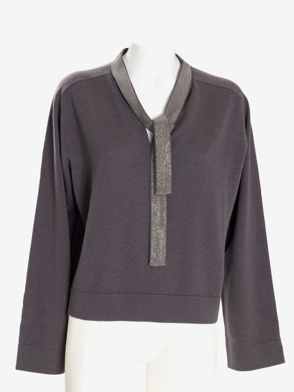 FABIANA FILIPPI Maglione con fiocco piping Grigio