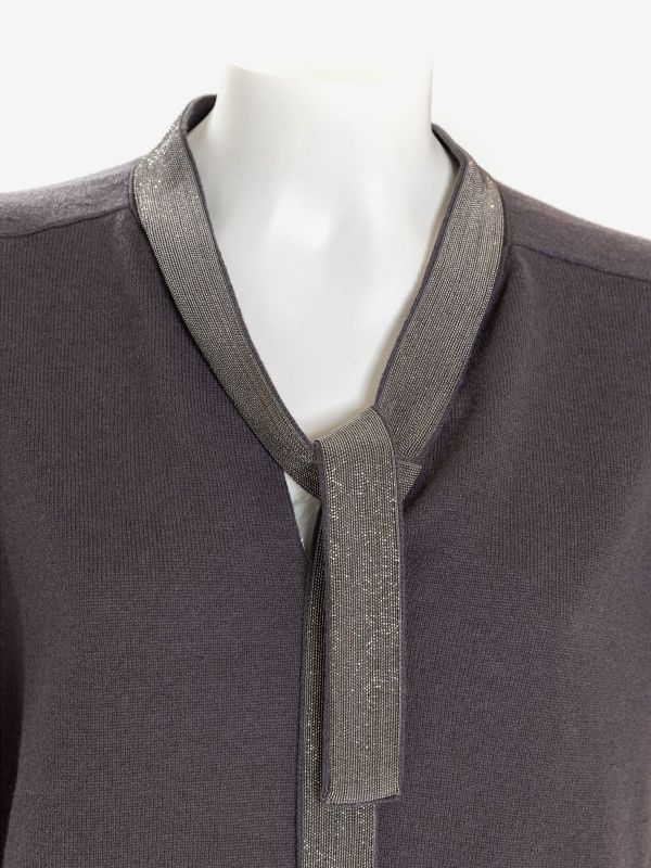 FABIANA FILIPPI Maglione con fiocco piping Grigio