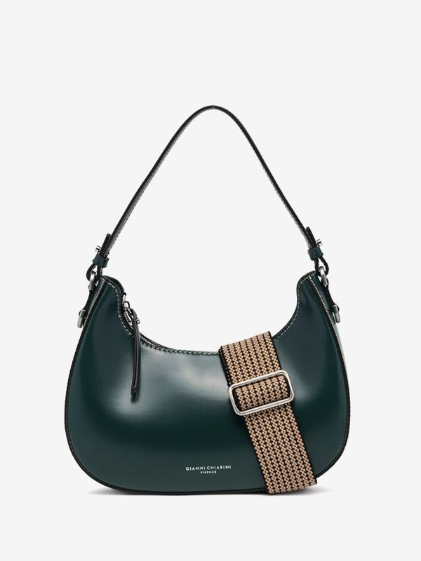 GIANNI CHIARINI Bianca: borsa media mezzaluna pelle Verde bosco