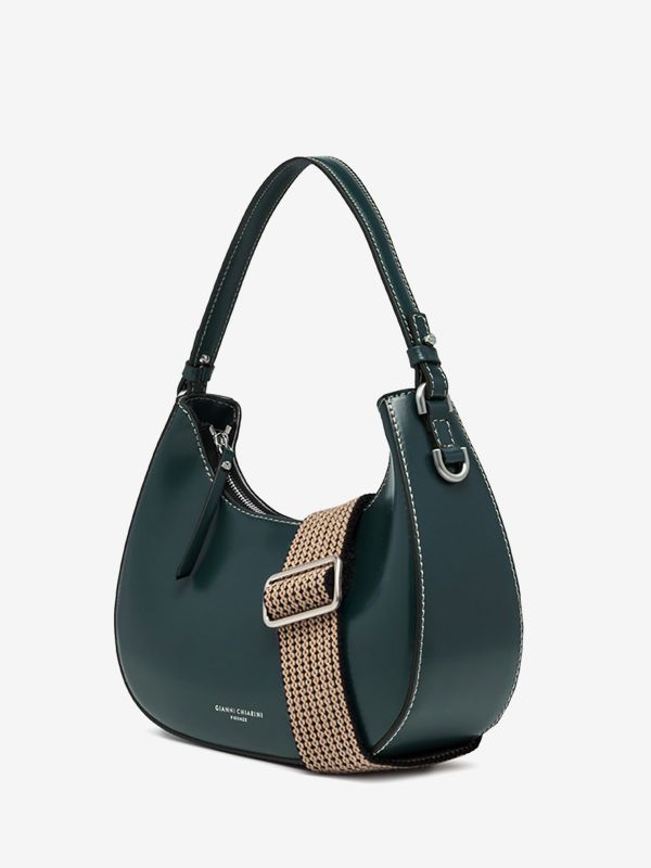 GIANNI CHIARINI Bianca: borsa media mezzaluna pelle Verde bosco