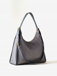 BORBONESE Borsa hobo medium tessuto + pelle Grigio