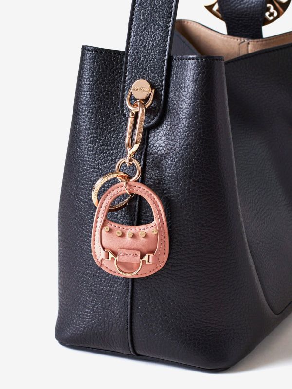 BORBONESE Portachiavi borsa pelle Cipria