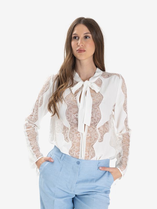P.A.R.O.S.H. Camicia seta e pizzo Bianco P.A.R.O.S.H. Camicia seta e pizzo Bianco