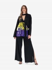ERIKA CAVALLINI Pantalone palazzo con spacco seta Nero
