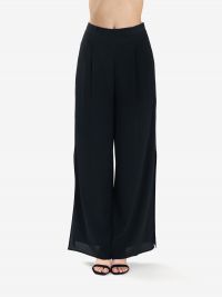 ERIKA CAVALLINI Pantalone palazzo con spacco seta Nero