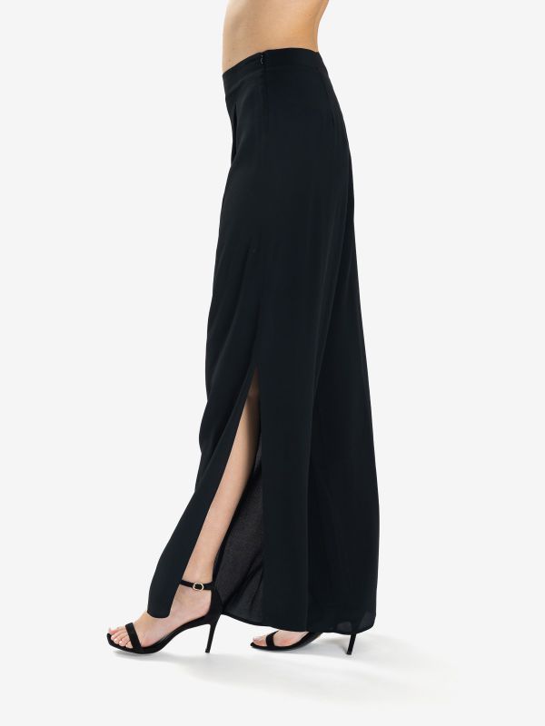 ERIKA CAVALLINI Pantalone palazzo con spacco seta Nero