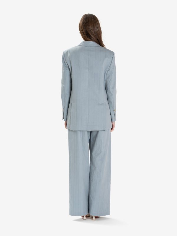 TELA Blazer cotone stropicciato Celeste polvere