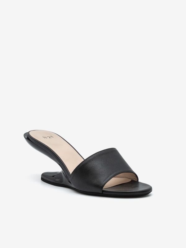 N°21 Mules pelle tc zeppa 7 cm Nero N°21 Mules pelle tc zeppa 7 cm Nero