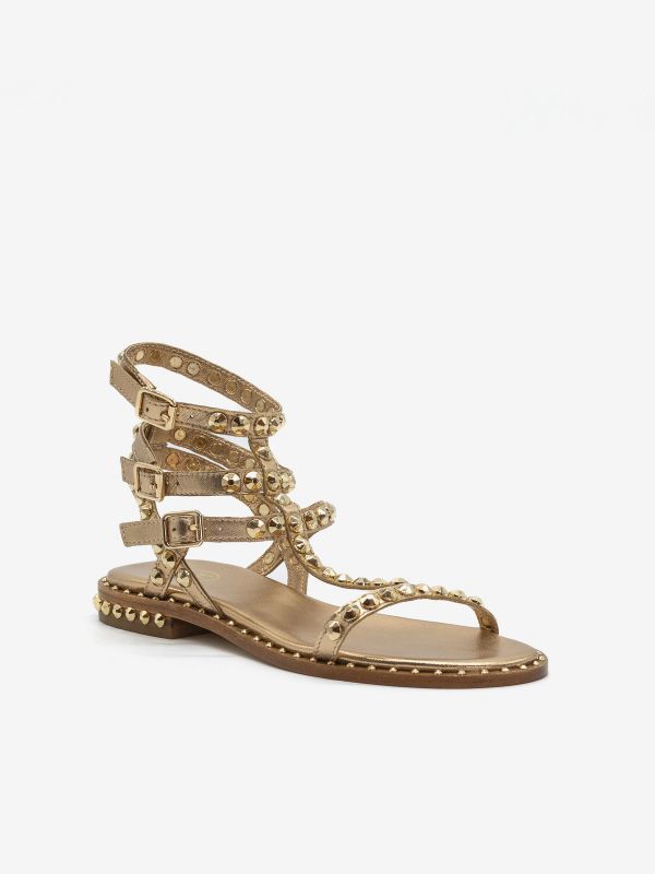 A.S.H. Sandalo 3 cinturini borchie oro Oro rosa