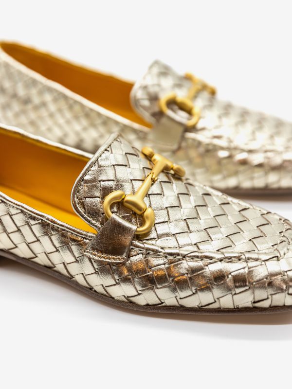 MARA BINI Mocassino intrecciato Platino