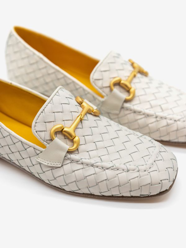 MARA BINI Mocassino intrecciato Gesso