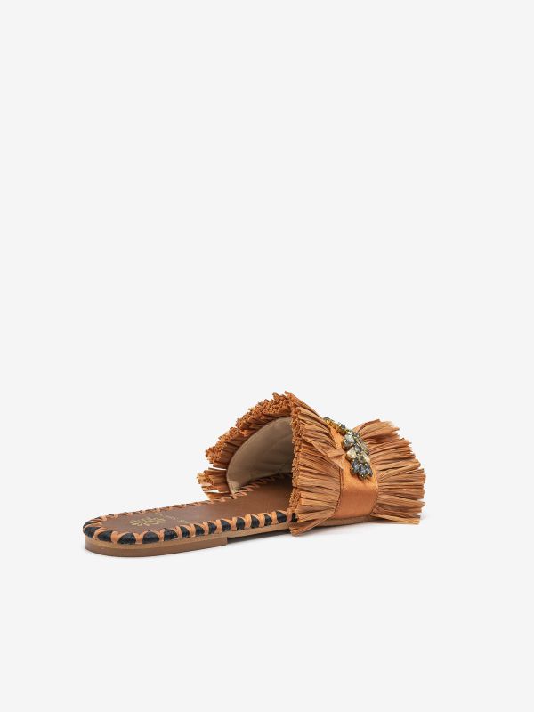 DE SIENA Ciabattina raffia Cuoio