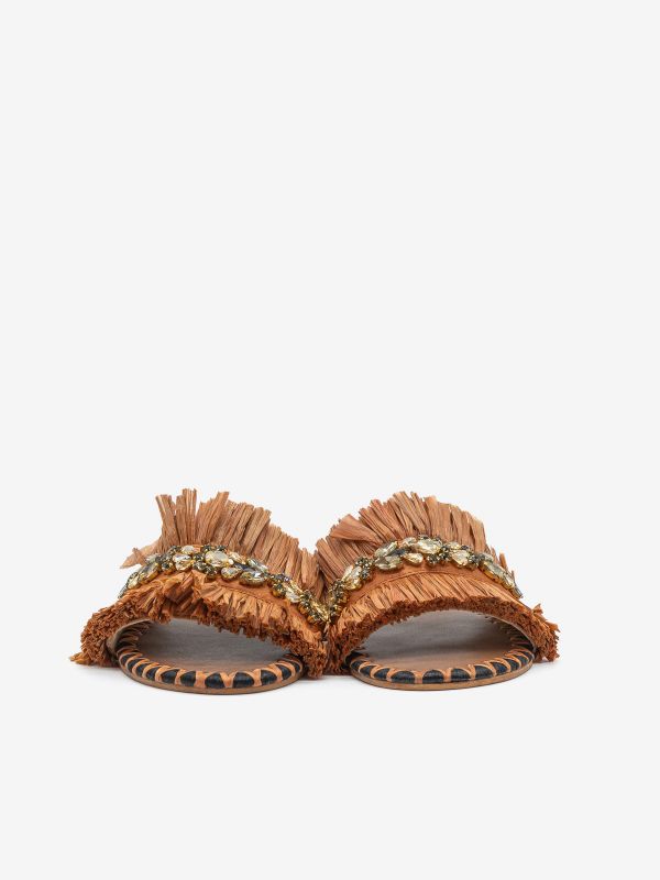 DE SIENA Ciabattina raffia Cuoio