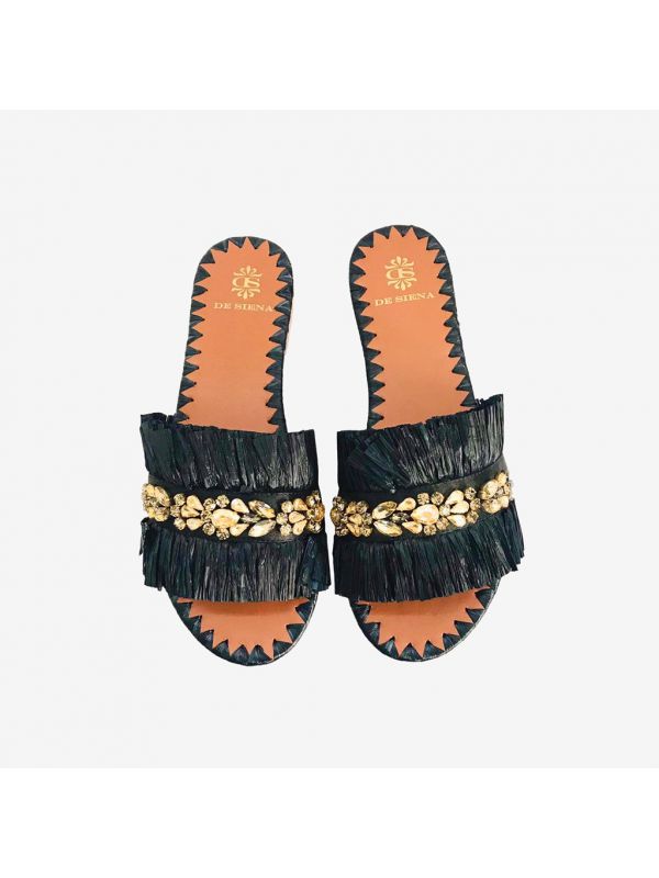 DE SIENA Ciabattina raffia Nero DE SIENA Ciabattina raffia Nero