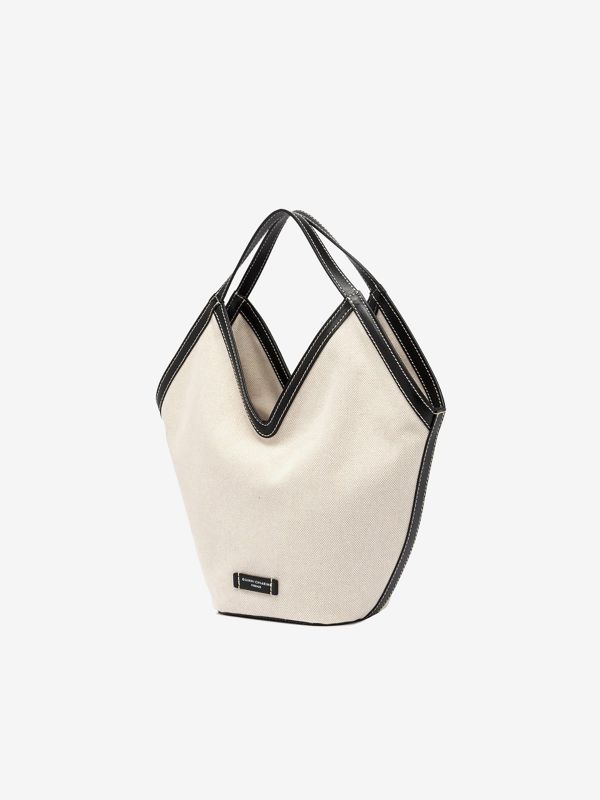 GIANNI CHIARINI Anfora: borsa tessuto con bordi neri secchiello 