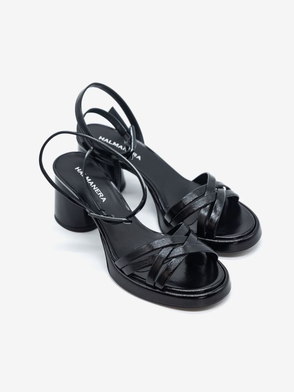 HALMANERA Sandalo intrecciato tc 7cm Nero HALMANERA Sandalo intrecciato tc 7cm Nero