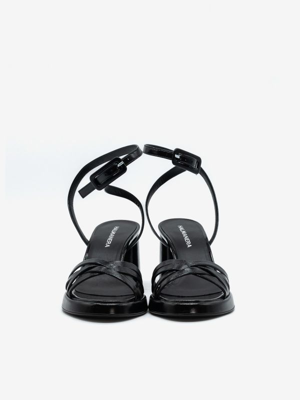 HALMANERA Sandalo intrecciato tc 7cm Nero