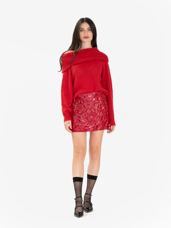 P.A.R.O.S.H. Minigonna paillettes Rosso P.A.R.O.S.H. Minigonna paillettes Rosso