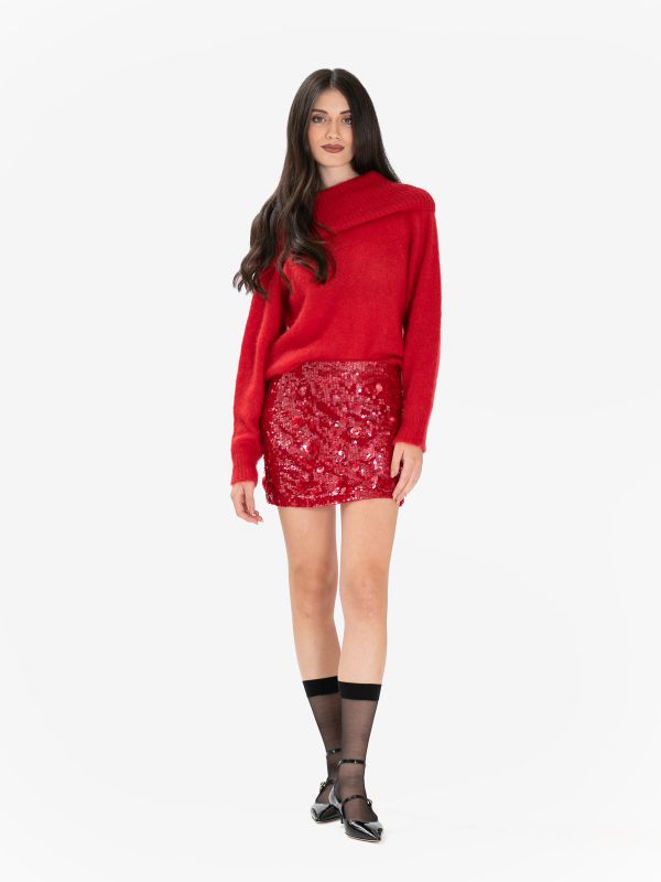 P.A.R.O.S.H. Minigonna paillettes Rosso P.A.R.O.S.H. Minigonna paillettes Rosso