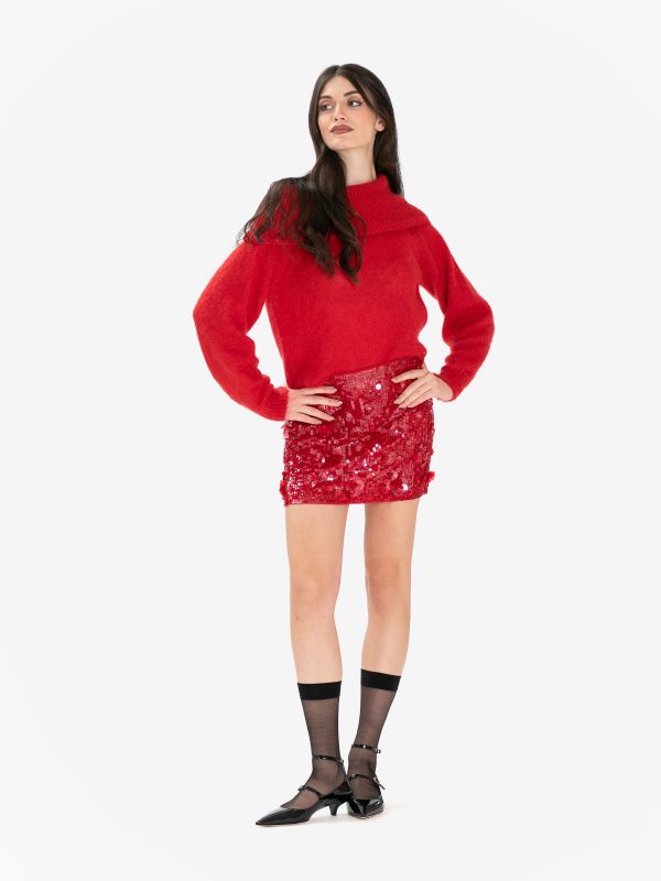 P.A.R.O.S.H. Minigonna paillettes Rosso