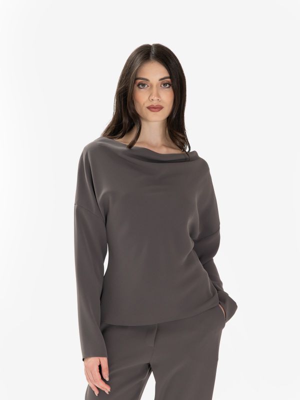 P.A.R.O.S.H. Blusa cady scollo omerale Grigio