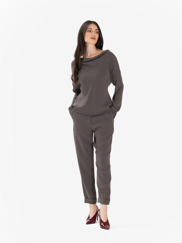 P.A.R.O.S.H. Blusa cady scollo omerale Grigio