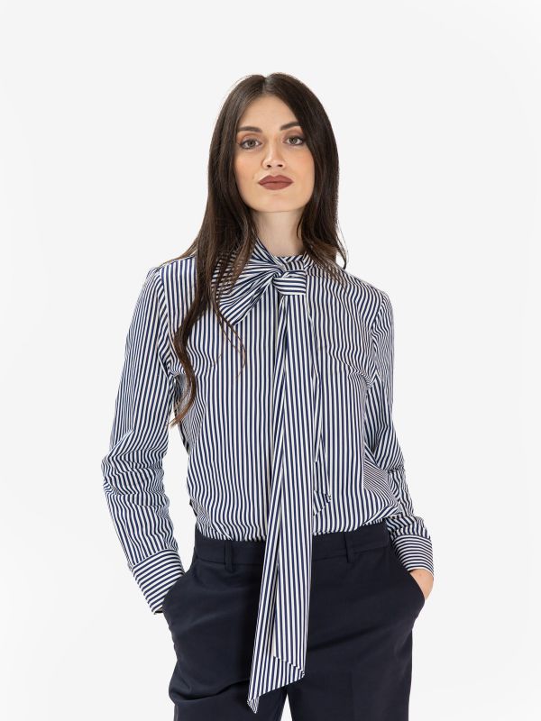 P.A.R.O.S.H. Camicia cotone over righe blu/bianca  P.A.R.O.S.H. Camicia cotone over righe blu/bianca