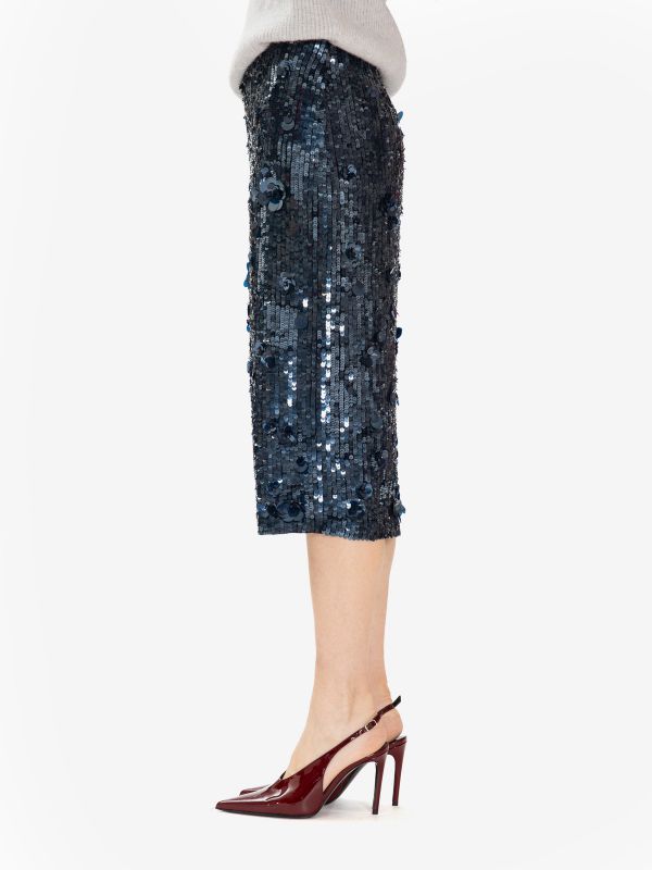 P.A.R.O.S.H. Gonna longuette paillettes Blu