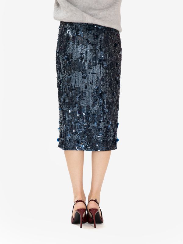 P.A.R.O.S.H. Gonna longuette paillettes Blu