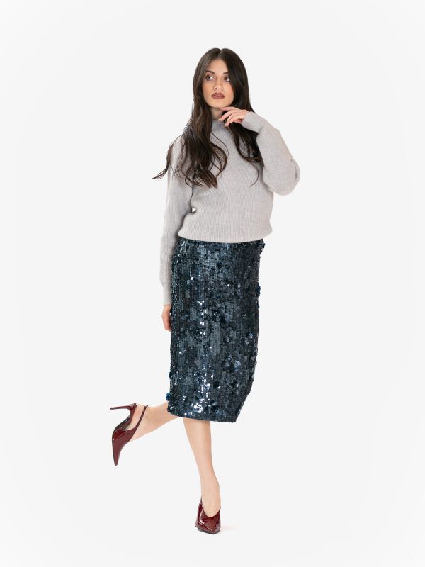 P.A.R.O.S.H. Gonna longuette paillettes Blu