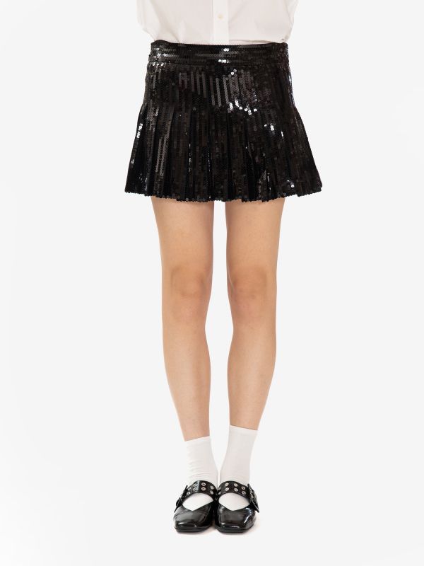 P.A.R.O.S.H. Mini gonna pieghe paillettes Nero