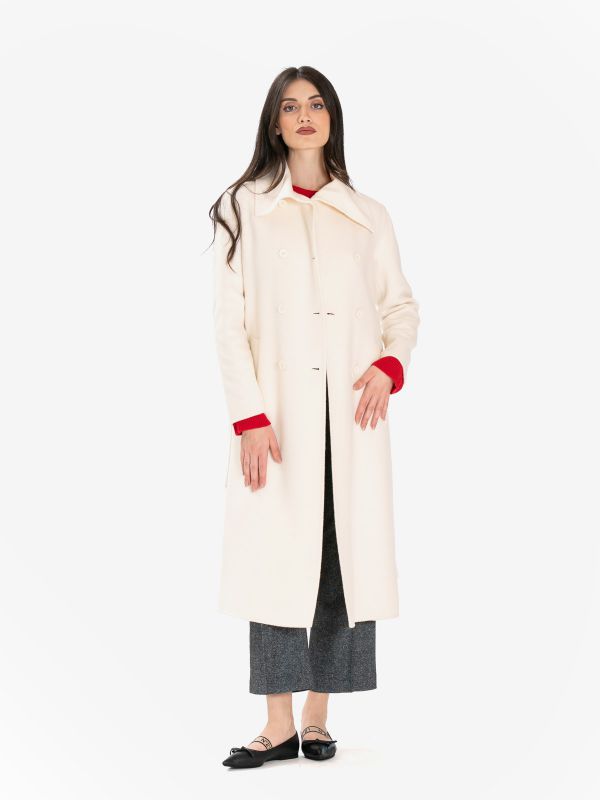 P.A.R.O.S.H. Cappotto lana doppiopetto lungo Bianco