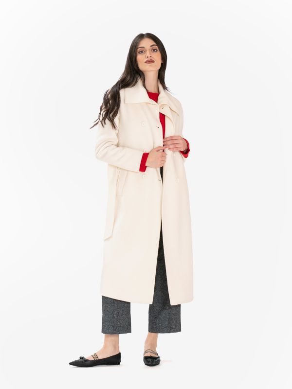 P.A.R.O.S.H. Cappotto lana doppiopetto lungo Bianco