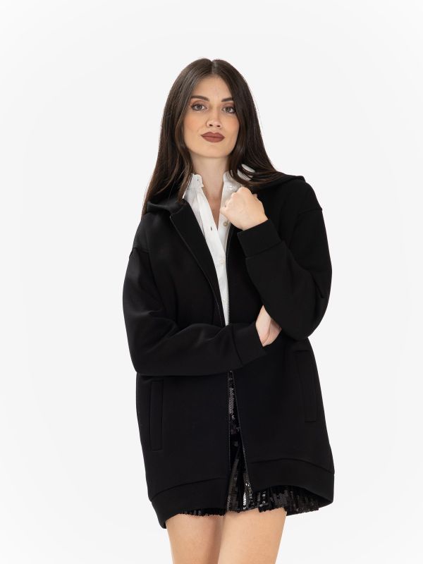 P.A.R.O.S.H. Felpa neoprene con cappuccio over Nero