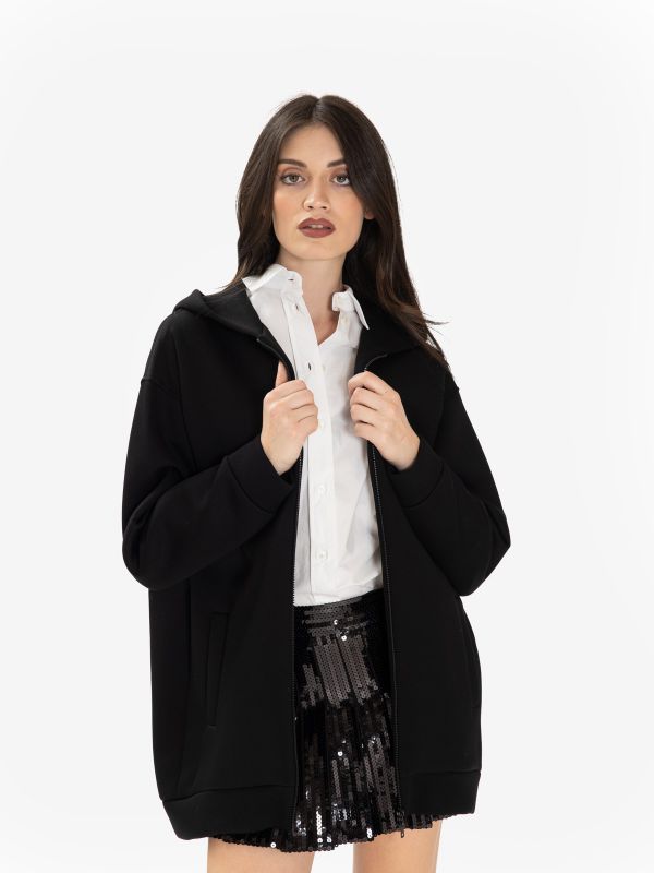 P.A.R.O.S.H. Felpa neoprene con cappuccio over Nero