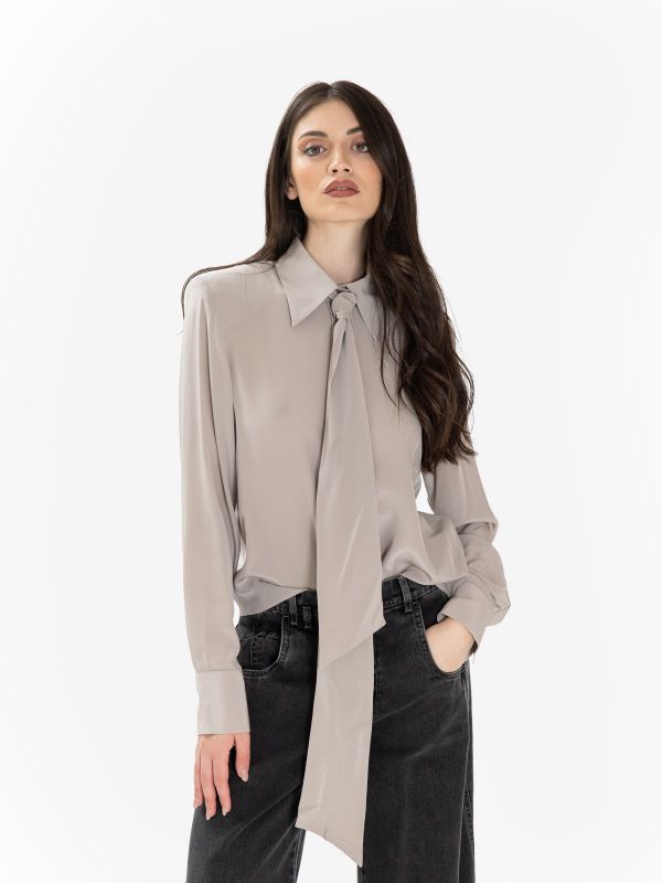 ERIKA CAVALLINI Camicia seta con sciarpetta Grigio ERIKA CAVALLINI Camicia seta con sciarpetta Grigio