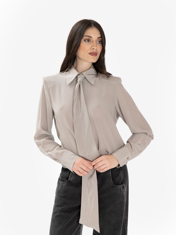 ERIKA CAVALLINI Camicia seta con sciarpetta Grigio ERIKA CAVALLINI Camicia seta con sciarpetta Grigio